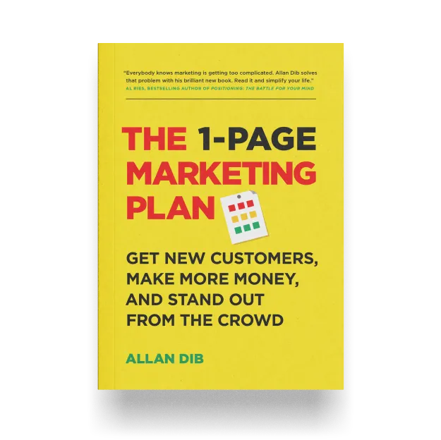 Cover of 'The 1-Page Marketing Plan' book by Allan Dib.